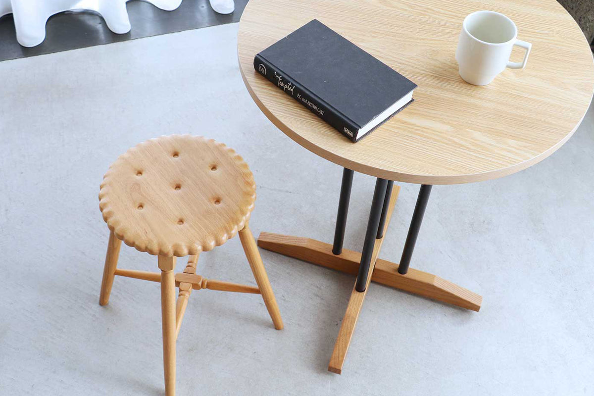 スツール ビスケット 高さ45.5cm 木製 Biscuit Stool （ 天然木 椅子