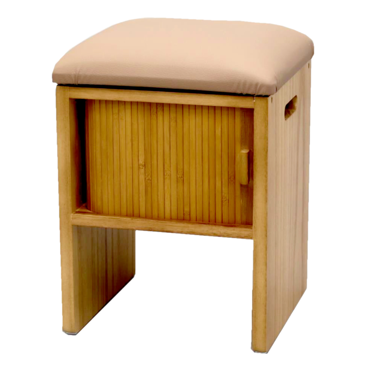 OSMAC スツールボックス 座面高37cm ジャバラ扉 天然木桐製 （ 木製