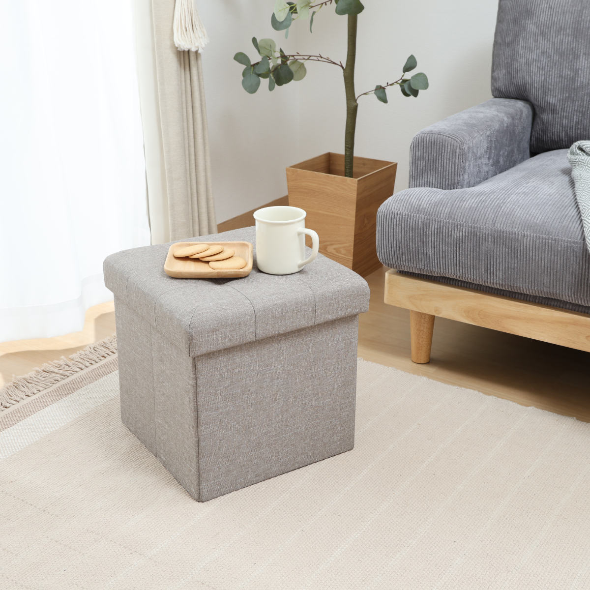 不二貿易（Fuji Boeki） 収納スツール 座面正方形タイプ テーブルにも