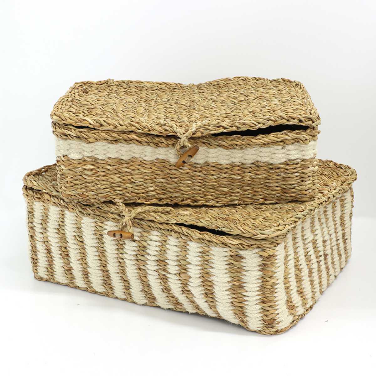 かご レクタングル ふた付き ストレージ M L 2個組 （ バスケット カゴ