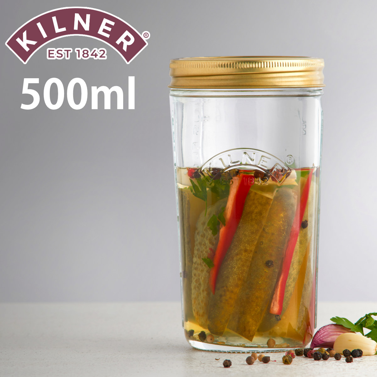 �ۑ��r KILNER 500ml Wide Mouth Preserve Jar �i �L���i�[ �ۑ��r �H��@�Ή� �ۑ� �r �K���X �K���X�e�� �L���j�X�^�[ �H�i �j