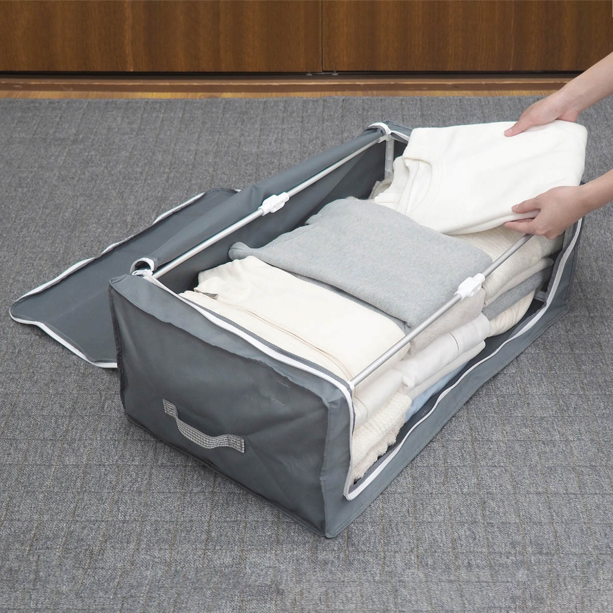 東和産業 収納ボックス 布 衣類収納 フレーム付き ワクパ スタイル L