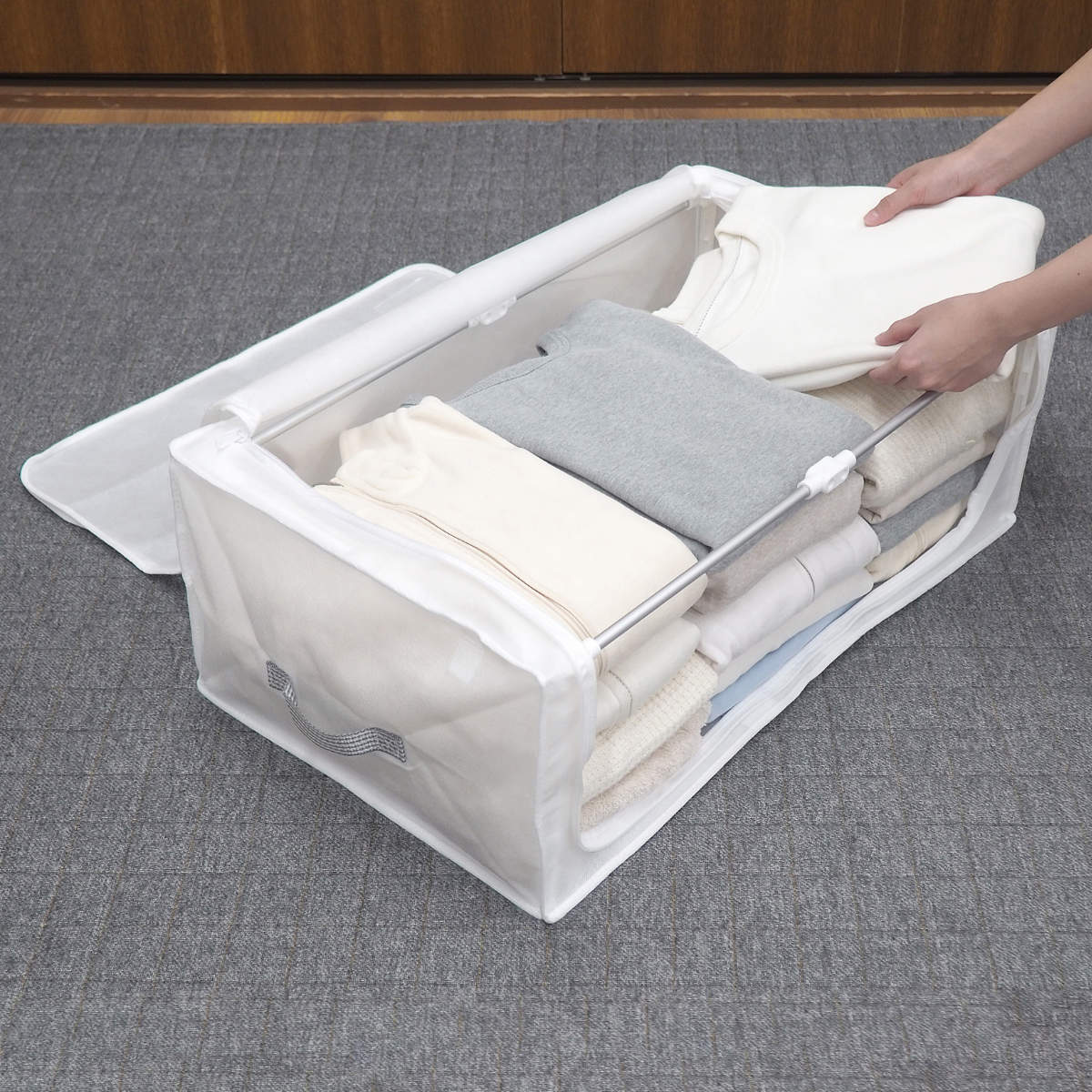 東和産業 収納ボックス 布 衣類収納 フレーム付き ワクパ ベーシック L