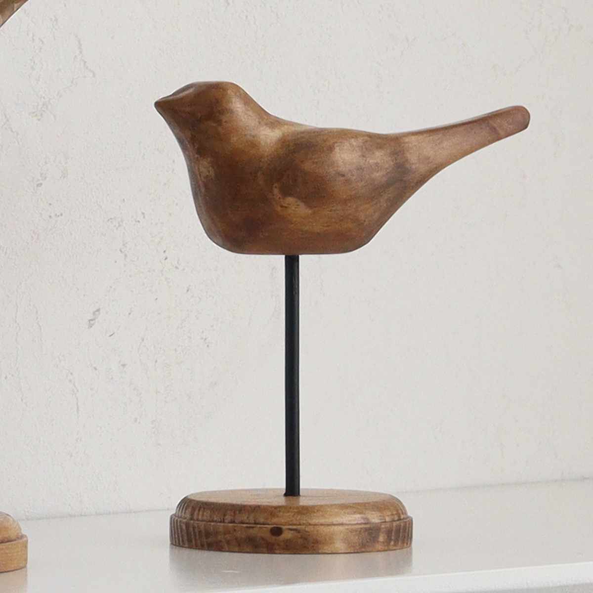 Creer ナインマーケ パイン バードスタンド S 天然木 （ 置き物