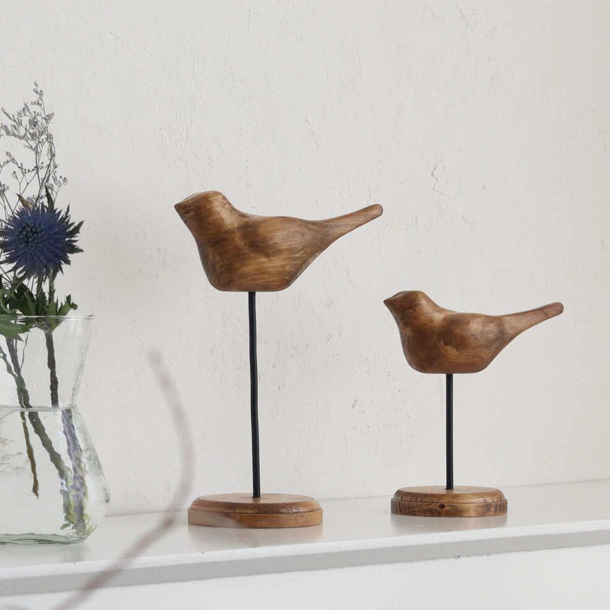 Creer ナインマーケ パイン バードスタンド S 天然木 （ 置き物