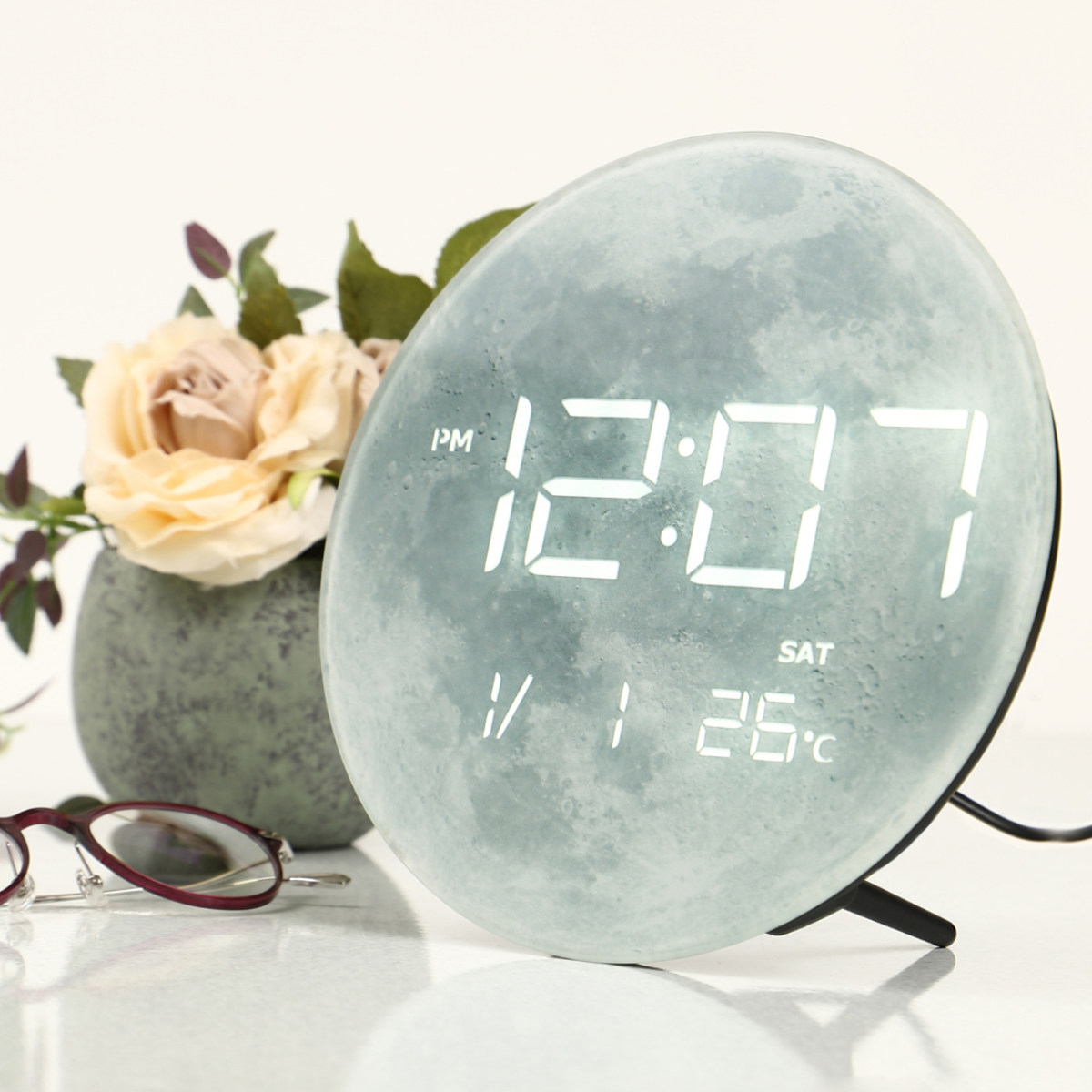 置き時計 デジタル MAG LED カレンダー付き 温度計付き ノア精密