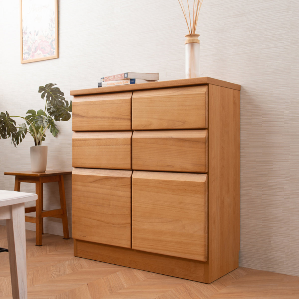 桐 キャビネット 幅72cm 引出しタイプ 日本製 完成品 （ 棚 ラック 扉