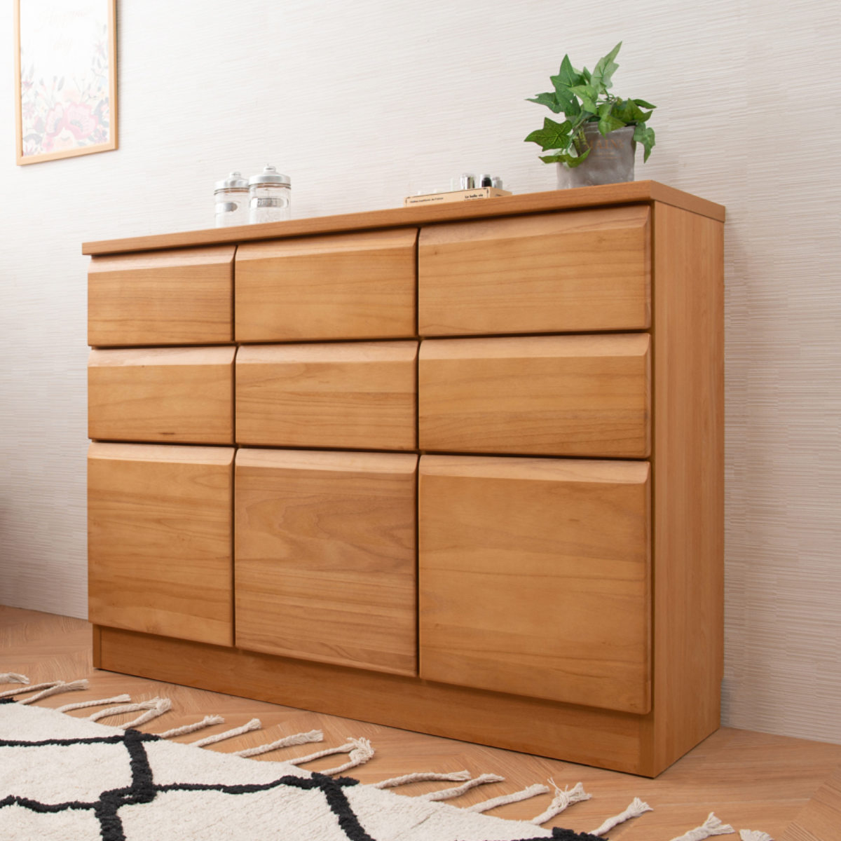 桐 キャビネット 幅107.5cm 引出しタイプ 日本製 完成品 （ 棚 ラック 