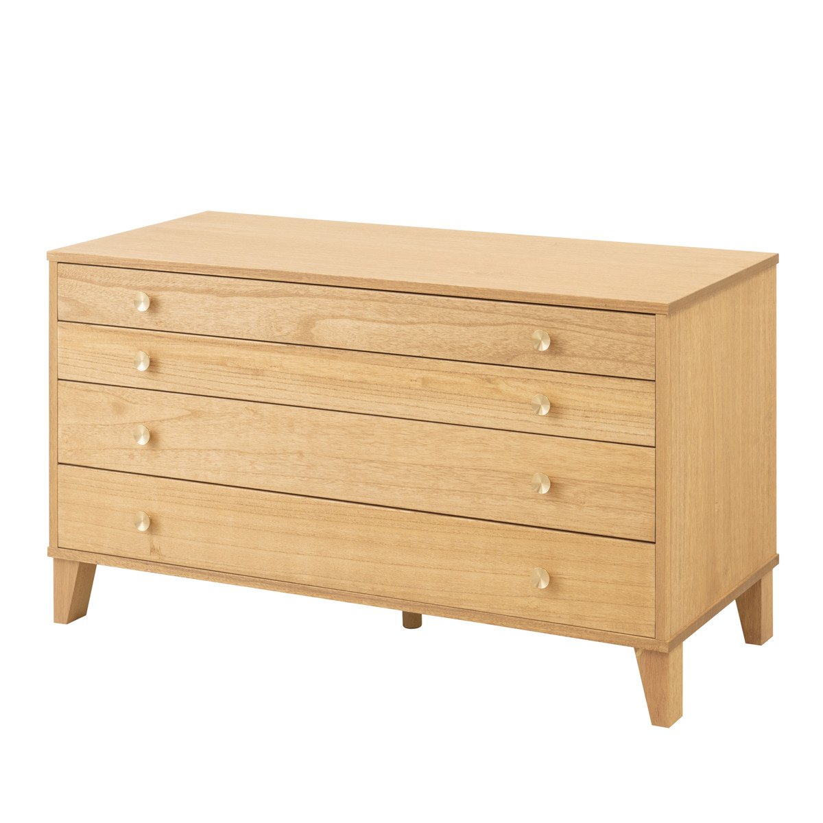 桐 脚付き洋風チェスト 幅100cm 4段 真鍮取っ手 積み重ね 日本製