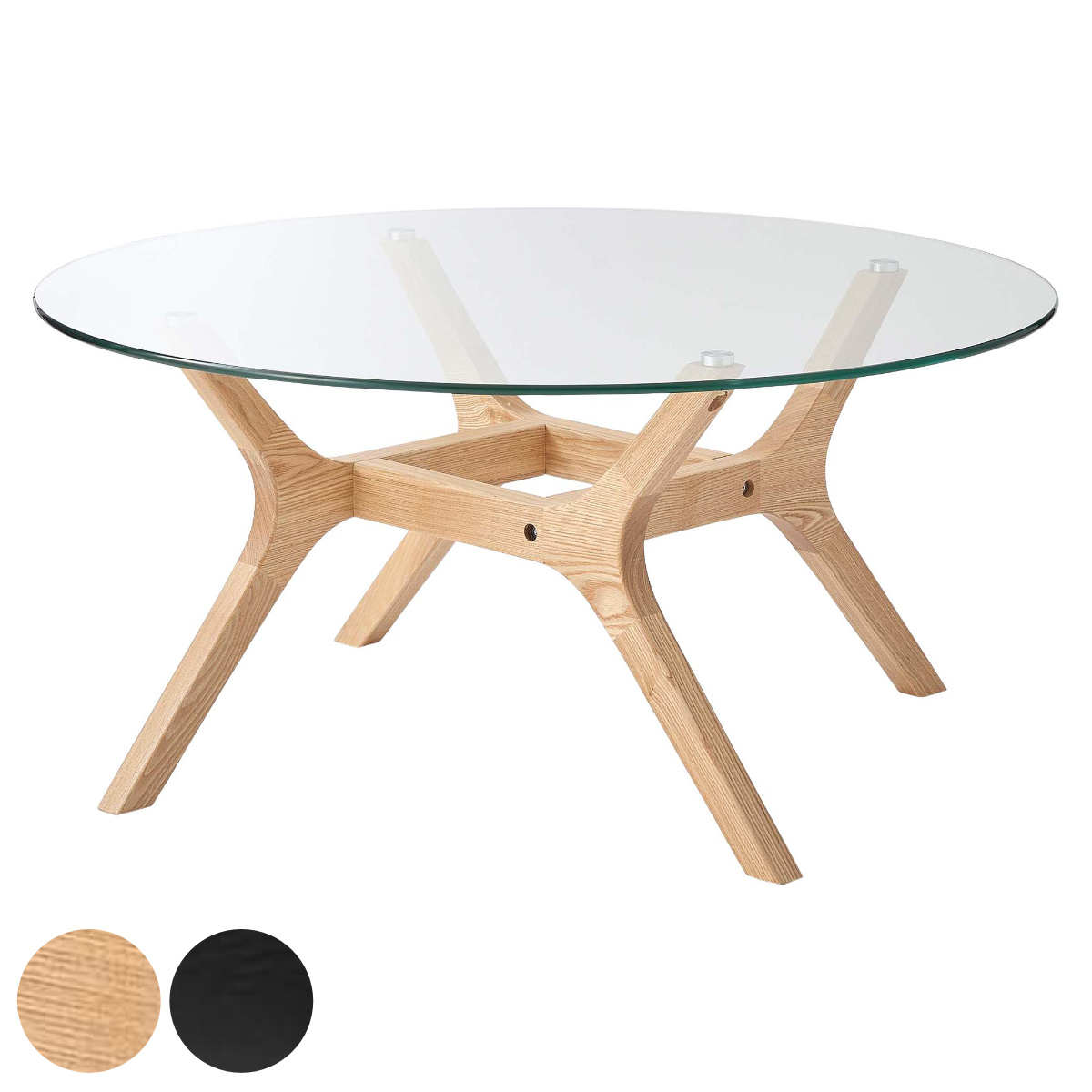 東谷 リビングテーブル 円型 直径80cm ガラステーブル （ ガラス天板