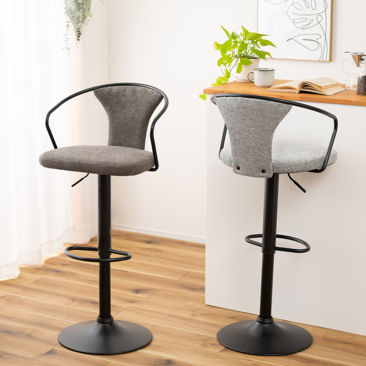 東谷 カウンターチェア 昇降式 座面高62〜83cm （ 背もたれ付き ハイ