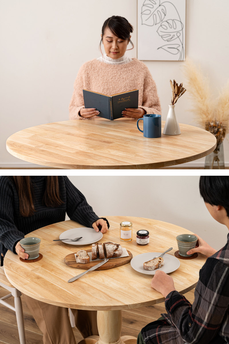ダイニングテーブル 円型 直径90cm フレンチカントリー風 （ ダイニング テーブル 食卓 丸 ラウンドテーブル 天然木 木製 ）_5