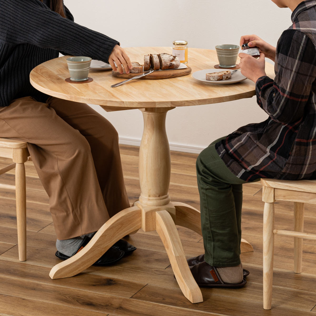 ダイニングテーブル 円型 直径90cm フレンチカントリー風 （ ダイニング テーブル 食卓 丸 ラウンドテーブル 天然木 木製 ）_6