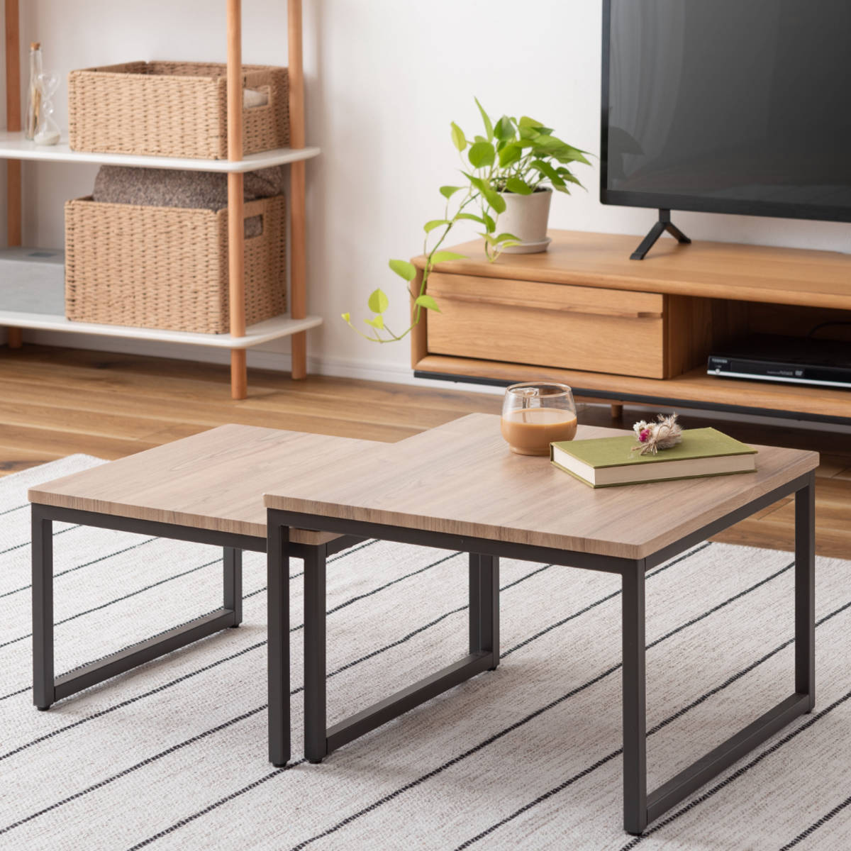 東谷 リビングテーブル 正方形 幅44cm 幅50cm ネストテーブル 木目天板