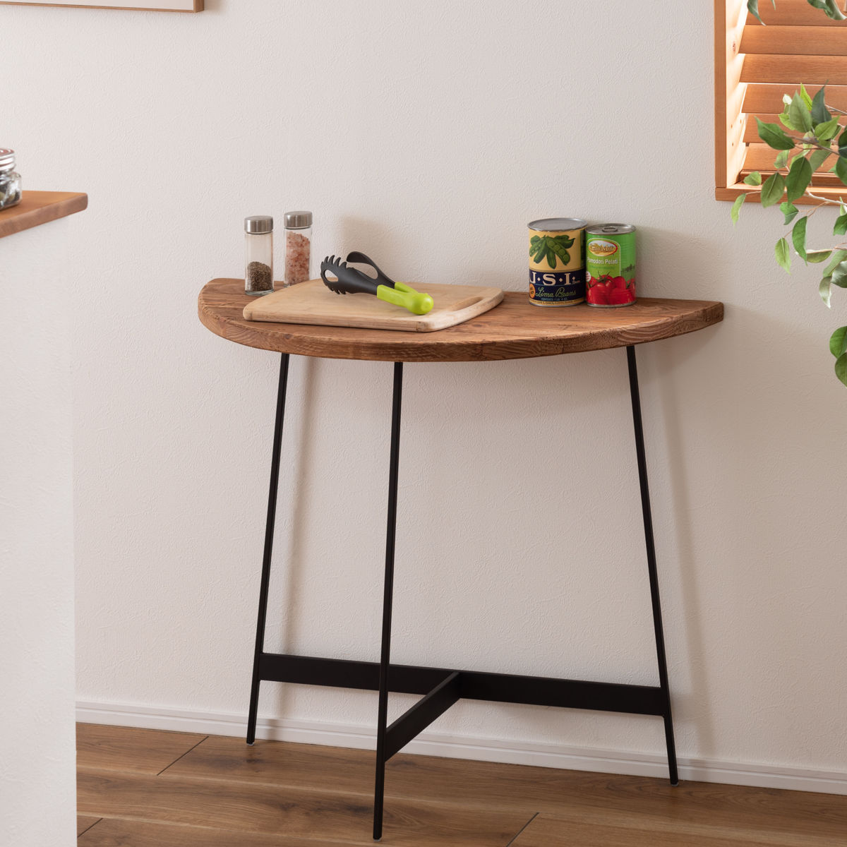 東谷 コンソールテーブル 半円型 高さ72cm 古材 （ 天然木 パイン材