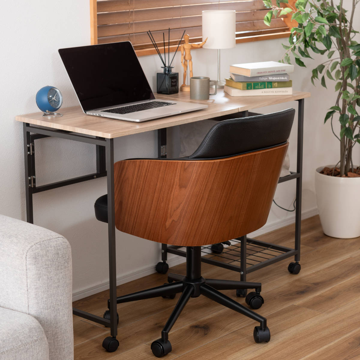 東谷 デスクチェア 昇降式 座面高46〜55cm ソフトレザー×木目調