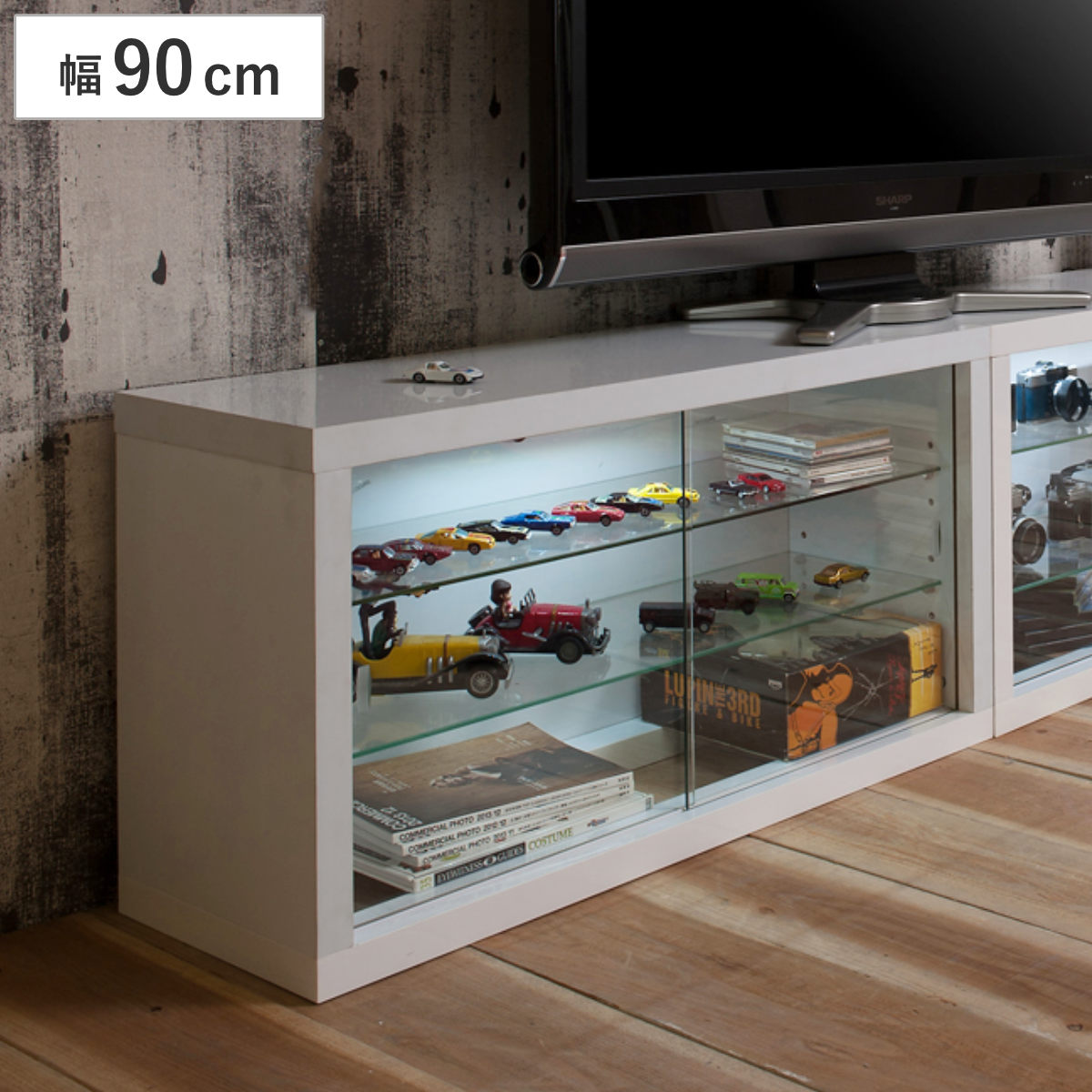 �R���N�V�����{�[�h �K���X�I�^�C�v LED���C�g�t�� ��90cm ���L��d�グ �i recta �R���N�V�������b�N �f�B�X�v���C �Ɩ� ���[ �I ���o�� ������ �j