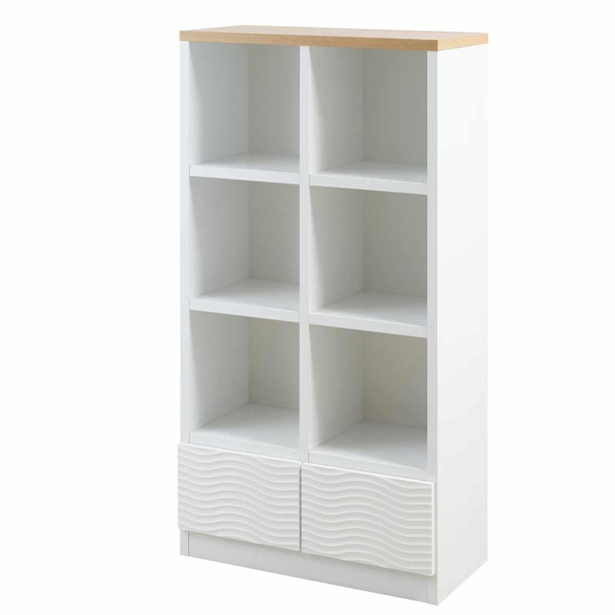 オープンラック 幅71cm ウェーブ模様 引出し2杯 日本製 完成品 （ wave