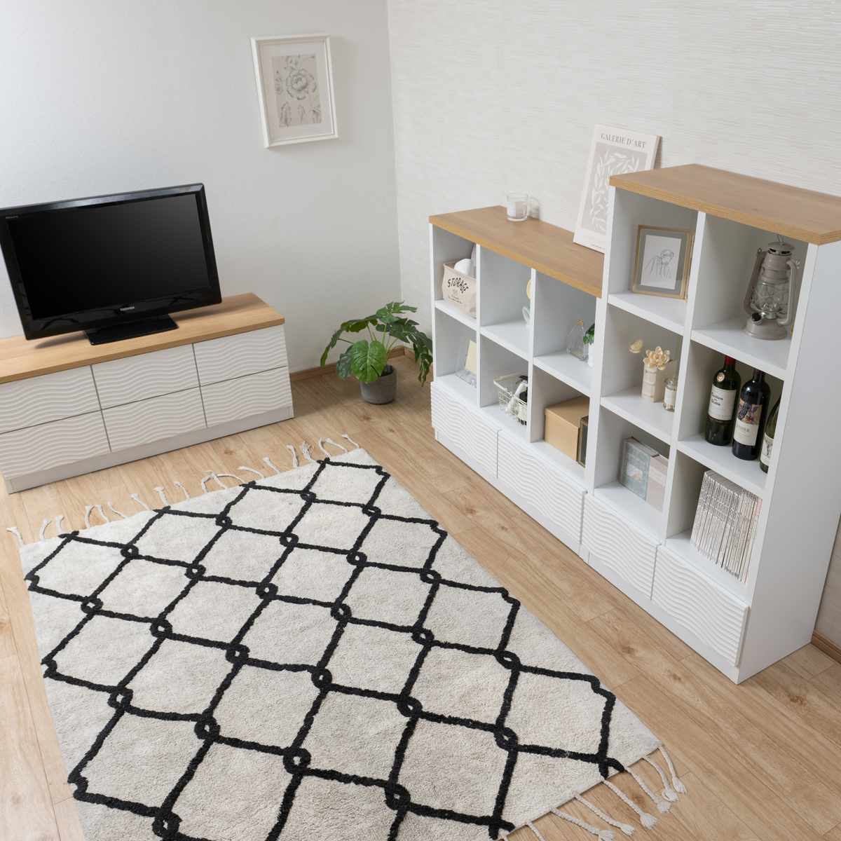 チェスト 幅120cm ウェーブ模様 引出し6杯 日本製 完成品 （ wave
