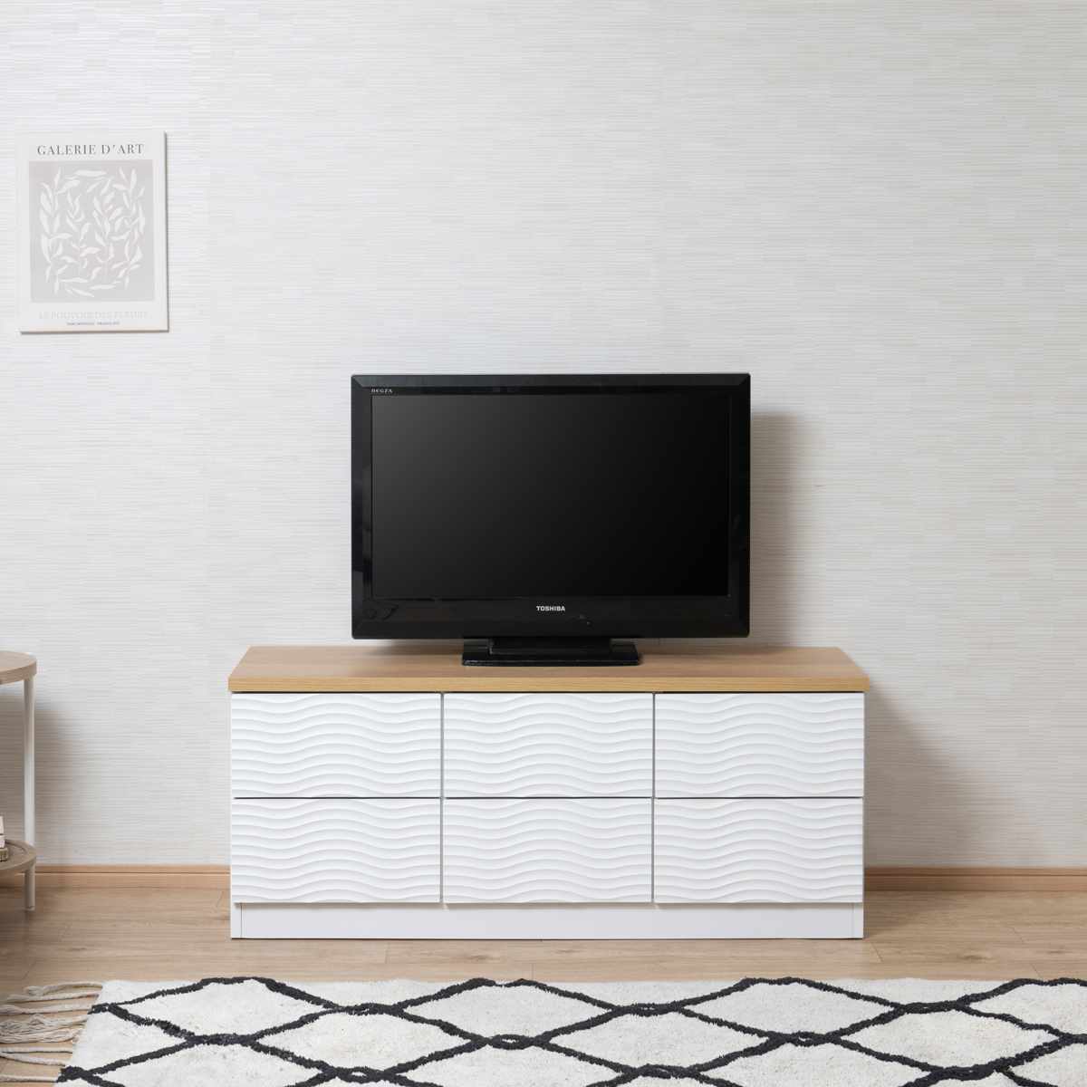 チェスト 幅120cm ウェーブ模様 引出し6杯 日本製 完成品 （ wave