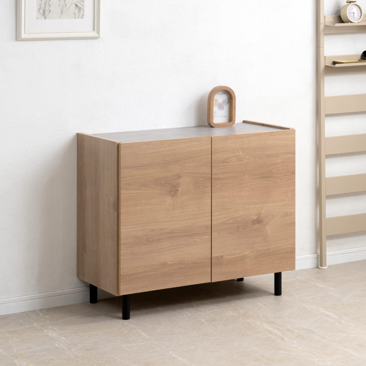 脚付きキャビネット 幅80cm 可動棚 日本製 完成品 （ キャビネット 棚