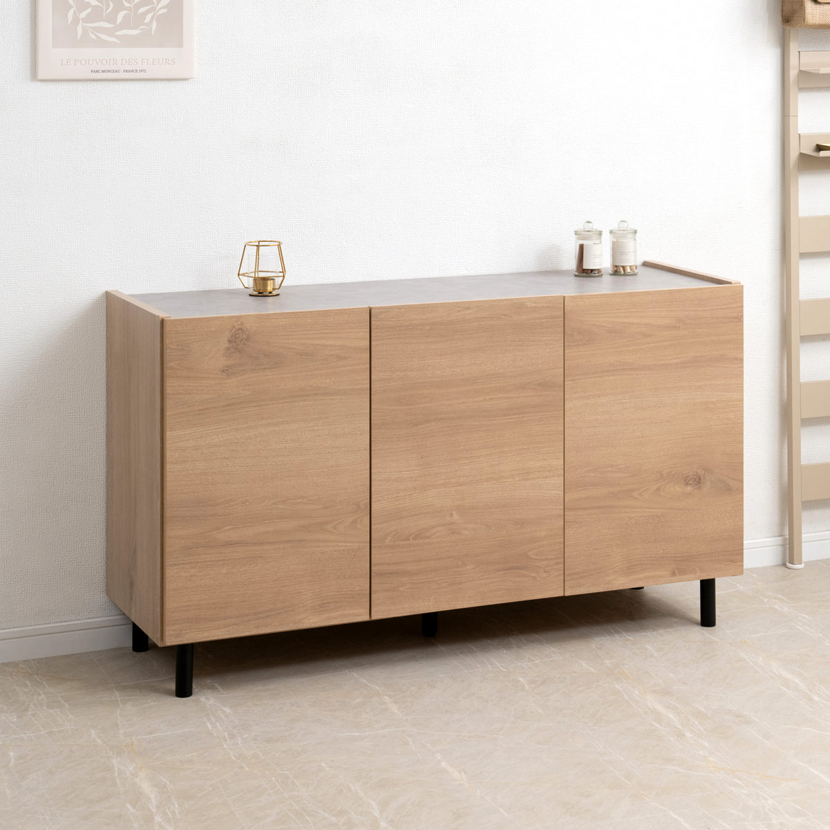 脚付きキャビネット 幅118cm 可動棚 日本製 完成品 （ キャビネット 棚