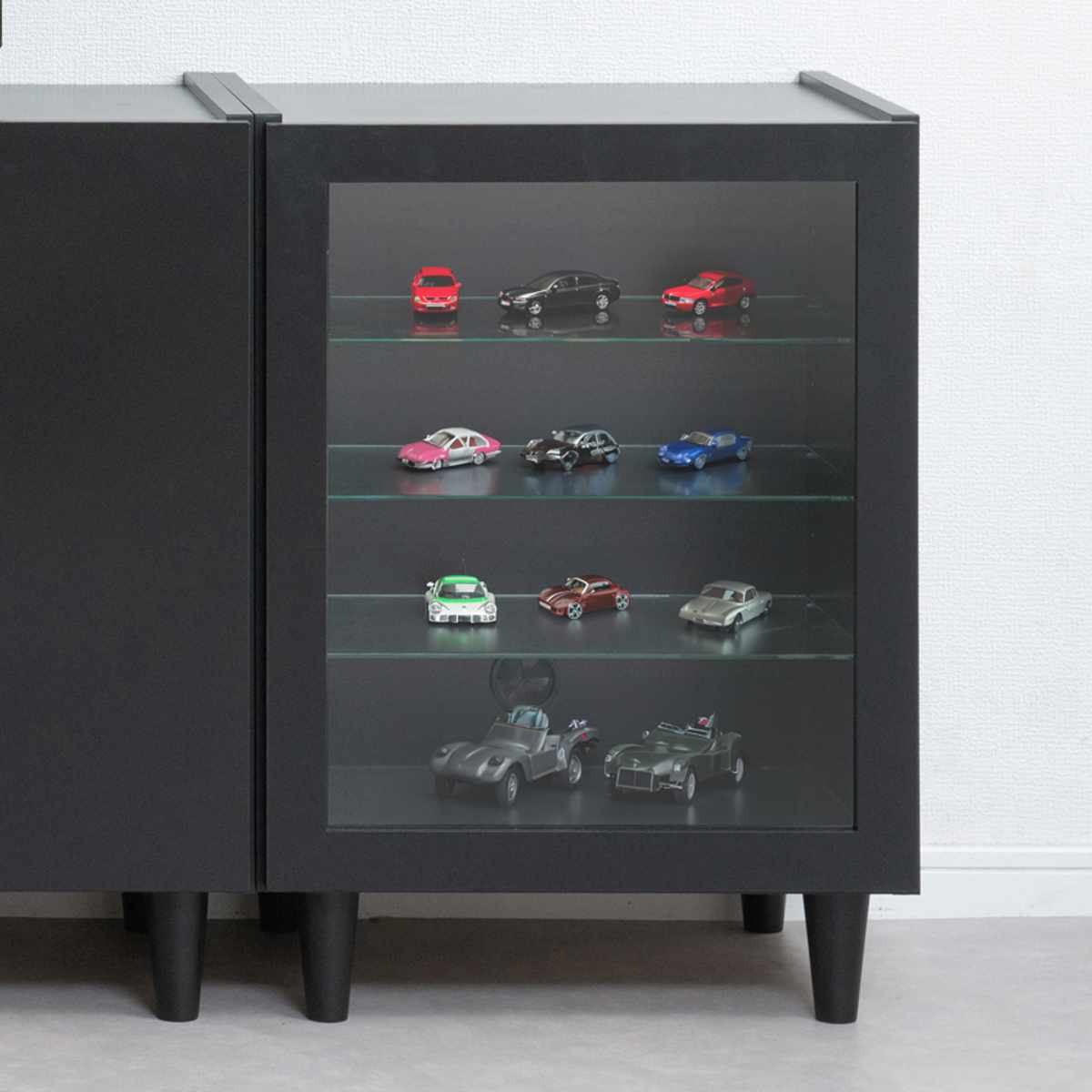 ガラス扉キャビネット 幅49.5cm モノトーン 日本製 完成品 （ Shadow