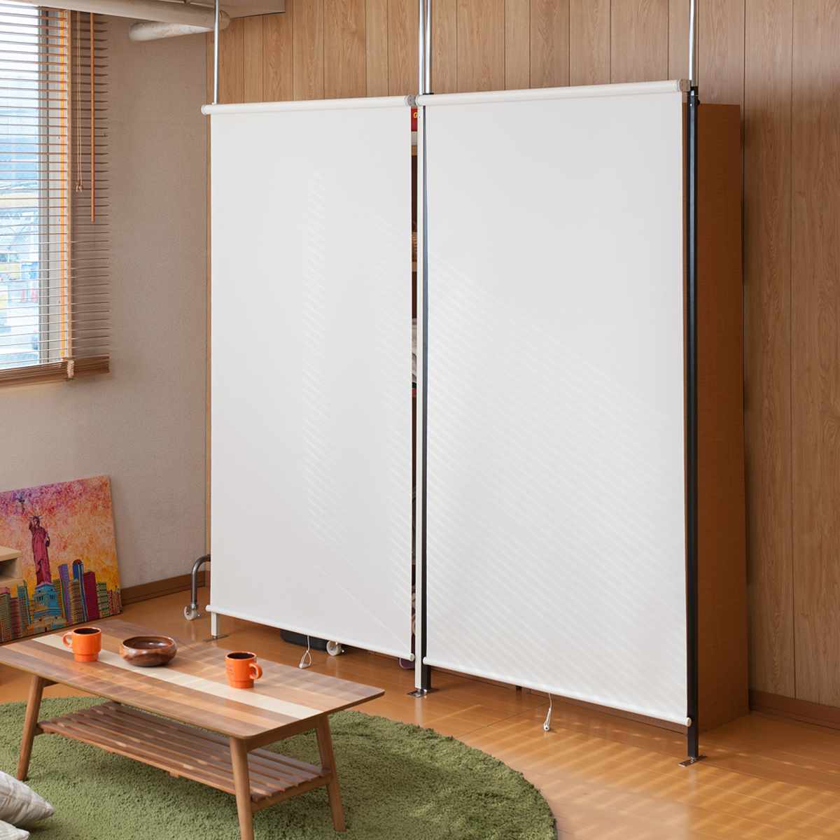 突っ張り ロールスクリーン パーテーション 幅92cm 日本製 （ つっぱり