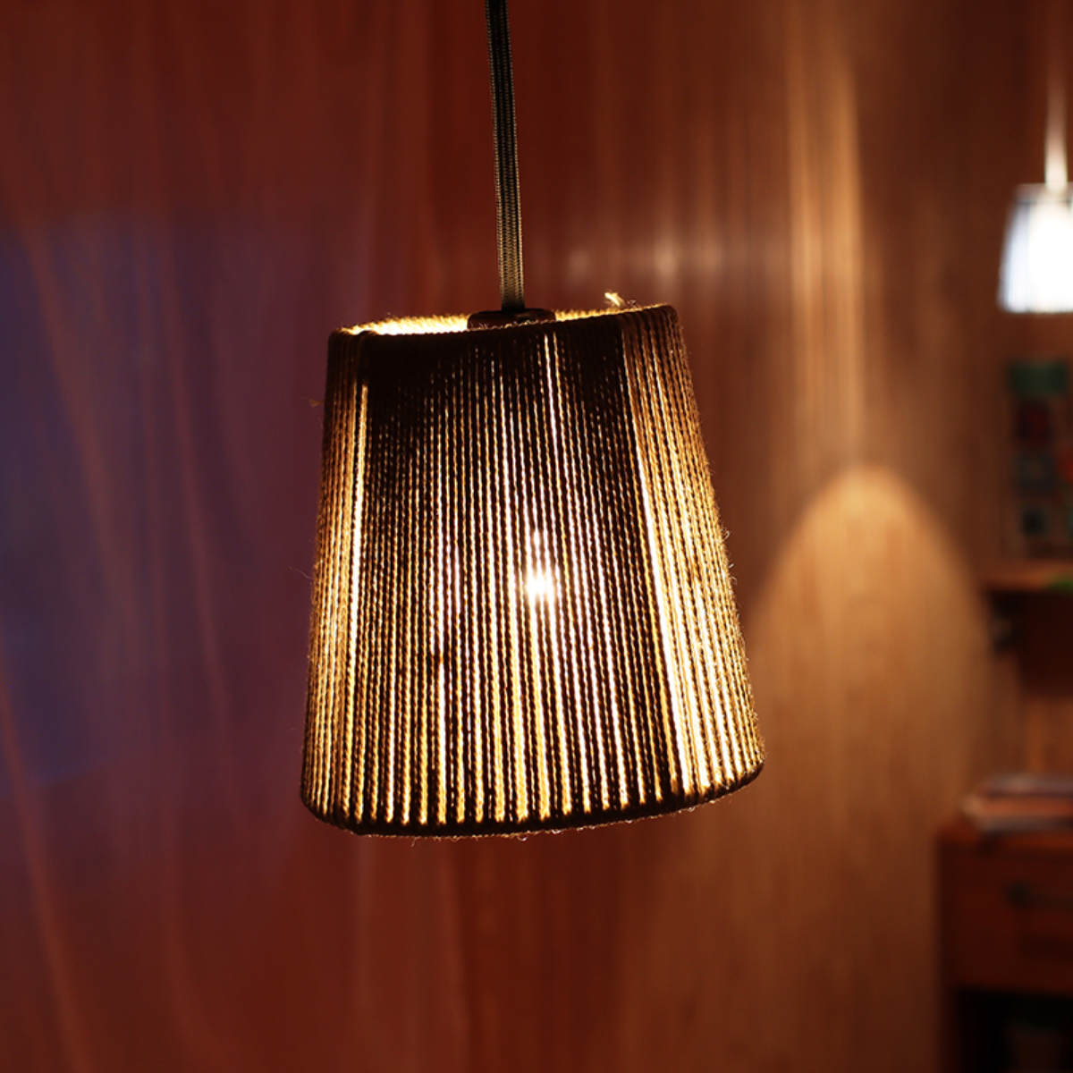 コットンハンギングランプ シリンダー ブルーxホワイト （ ペンダント