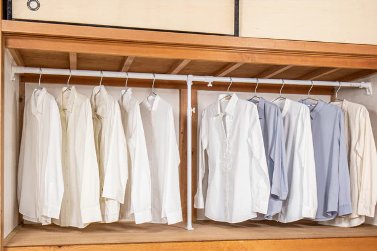 つっぱり棒 押入れハンガーポール 伸縮 幅107〜190 高さ61〜105cm