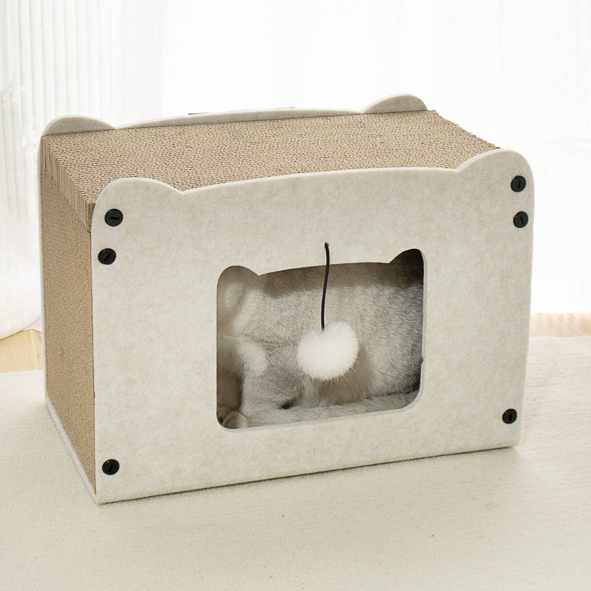 ネコセット　ペットハウス　トイレ　爪研ぎ　等 ニトリ（NITORI） 爪とぎハウス BOX (ホワイトウォッシュ) : ニトリ