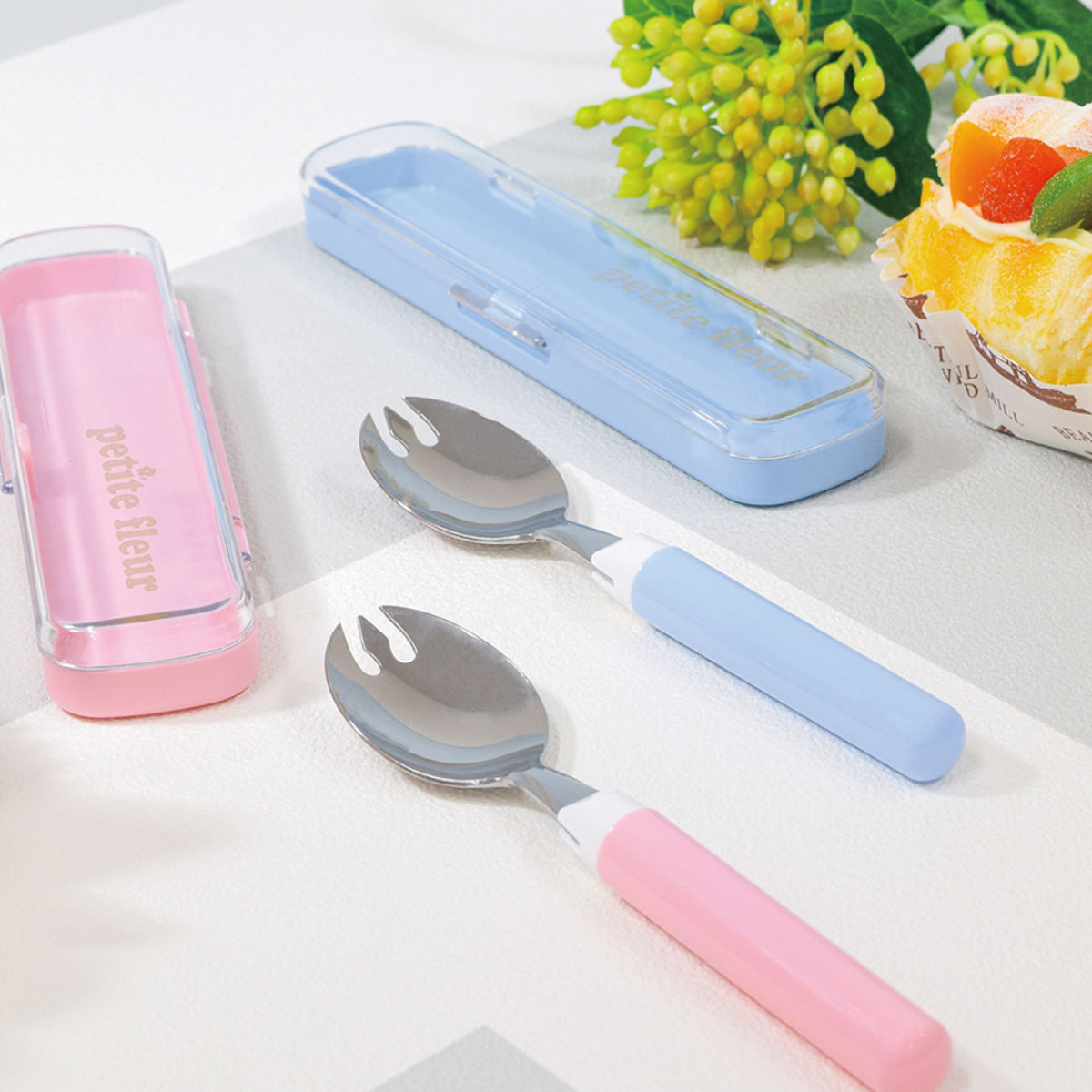 プチフルール 先割れスプーン ＆ ケース （ スプーン 箱 セット お弁当