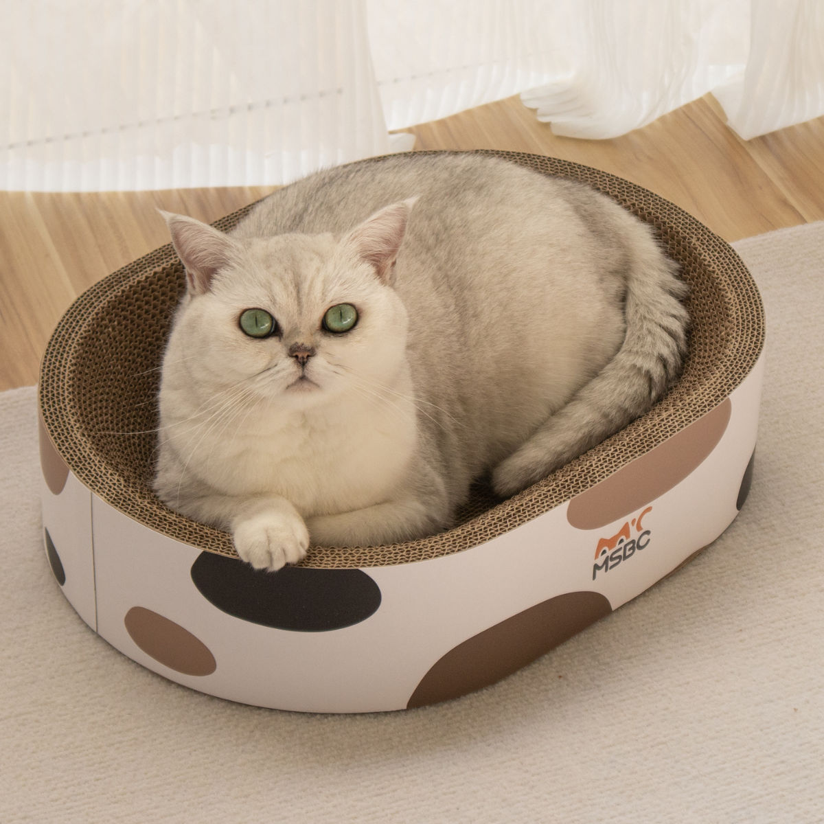爪とぎ 楕円ボウル 三毛 猫 段ボール （ 爪研ぎ つめとぎ 猫用 爪とぎ