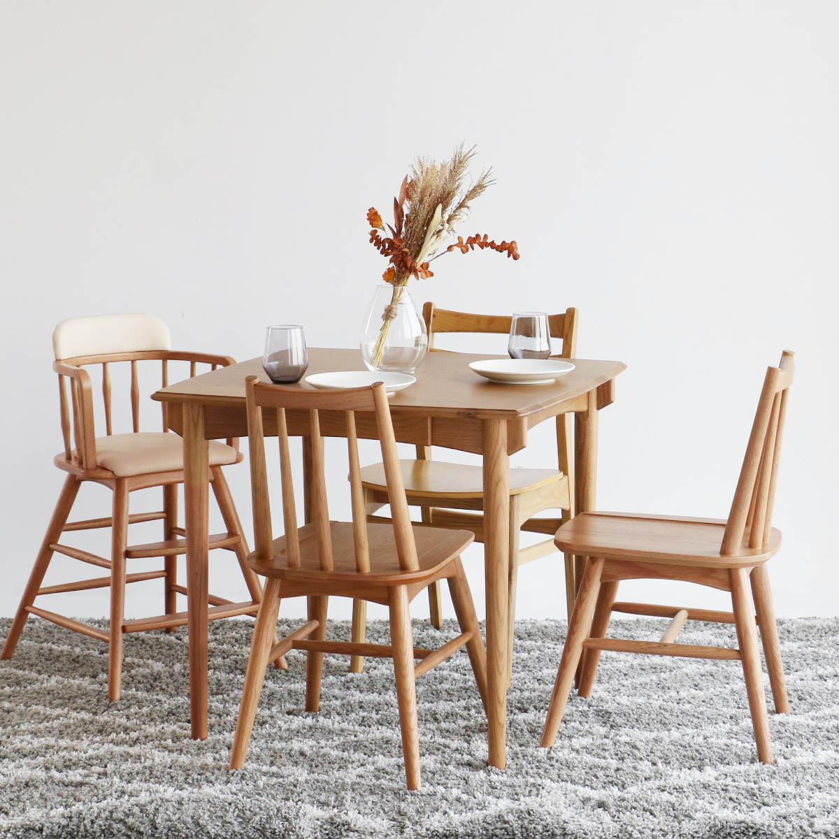 ダイニングテーブル80×80 引き出し付き ダイニングテーブル 2人用 食卓 テーブル 引き出し 木製 北欧 おしゃれ