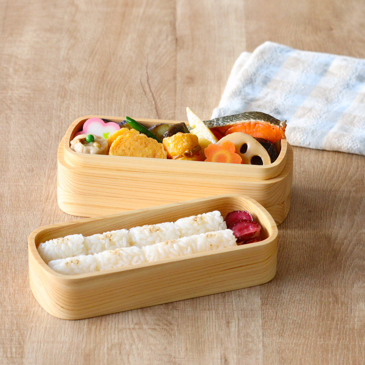 くり抜き弁当箱 2段 900ml 紀州桧弁当箱 type 42 ナチュラル （ 弁当