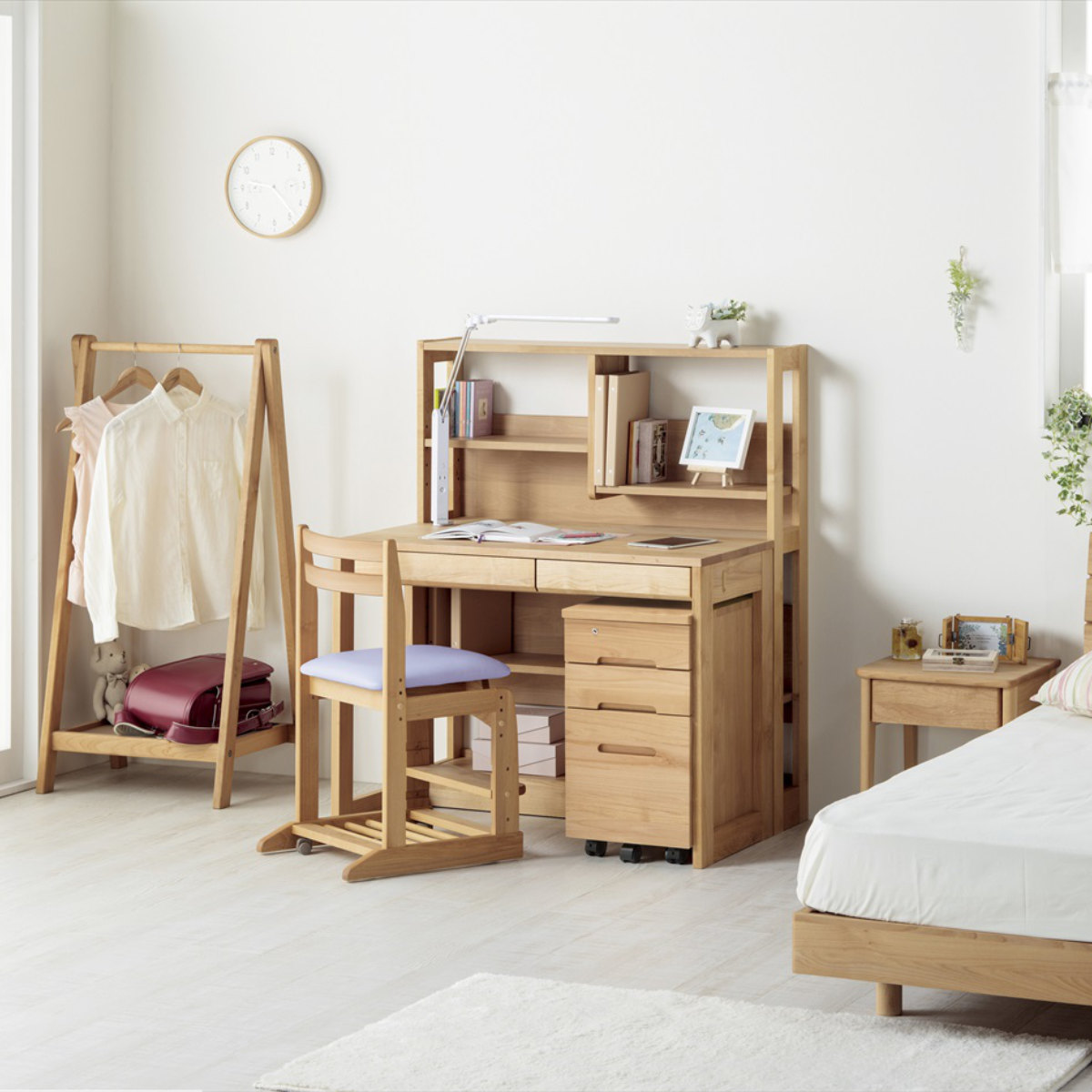 堀田木工所 学習机 シンプル 幅90cm 奥行45cm 引出し付 カルロ