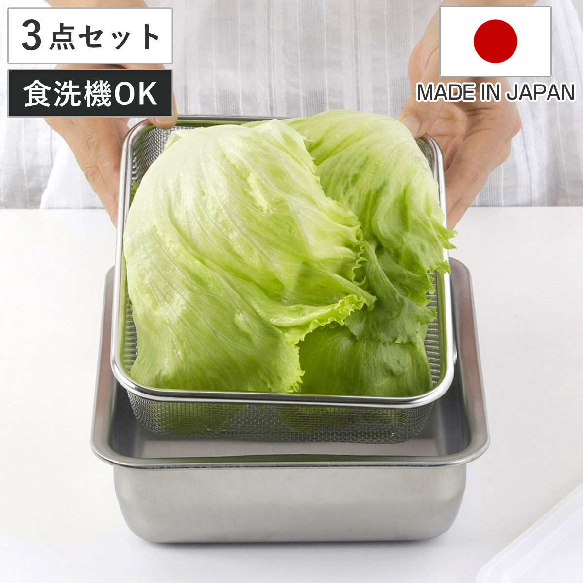 下村企販 ザルバット6点セット ワイド深型 角ザル 角バット 蓋付き