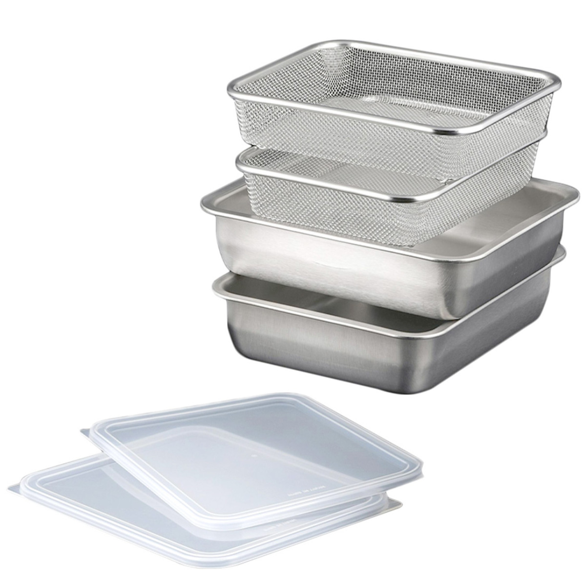 下村企販 ザルバット6点セット ワイド深型 角ザル 角バット 蓋付き