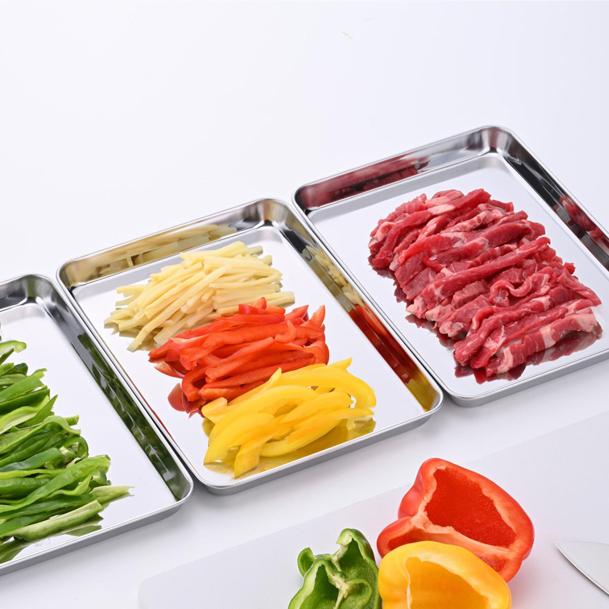 下村企販 角型トレー 3枚組 下ごしらえ ステンレス製 日本製 （ 調理用