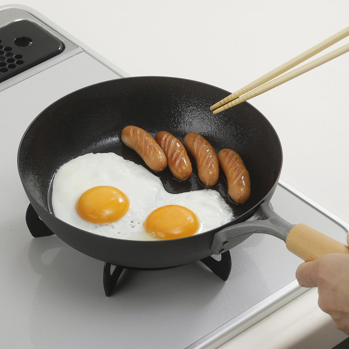 下村企販 鉄フライパン 22cm IH対応 ファイバーエンボス 日本製