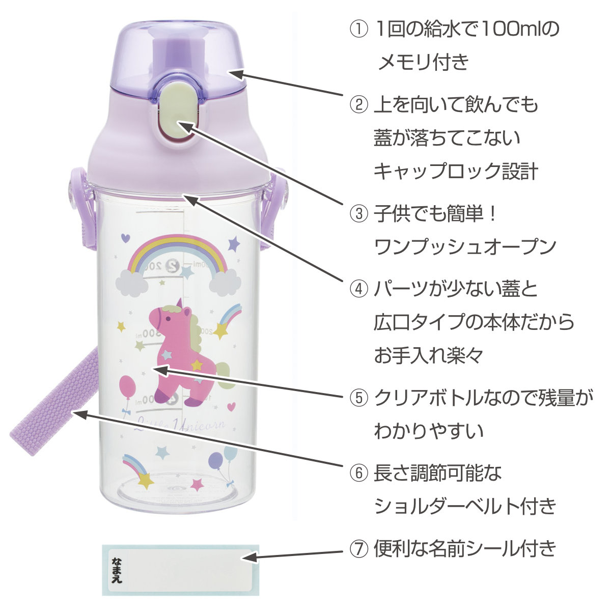 水筒 480ml 健康クリアマーカーボトル リ...の詳細画像1