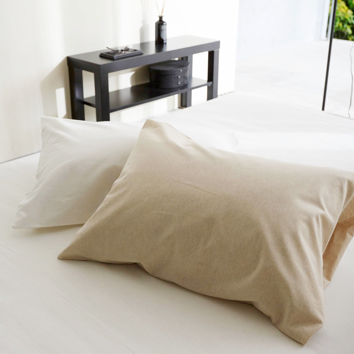 枕カバー Fab the Home リネンミックス one-wash 50×70cm 綿麻混