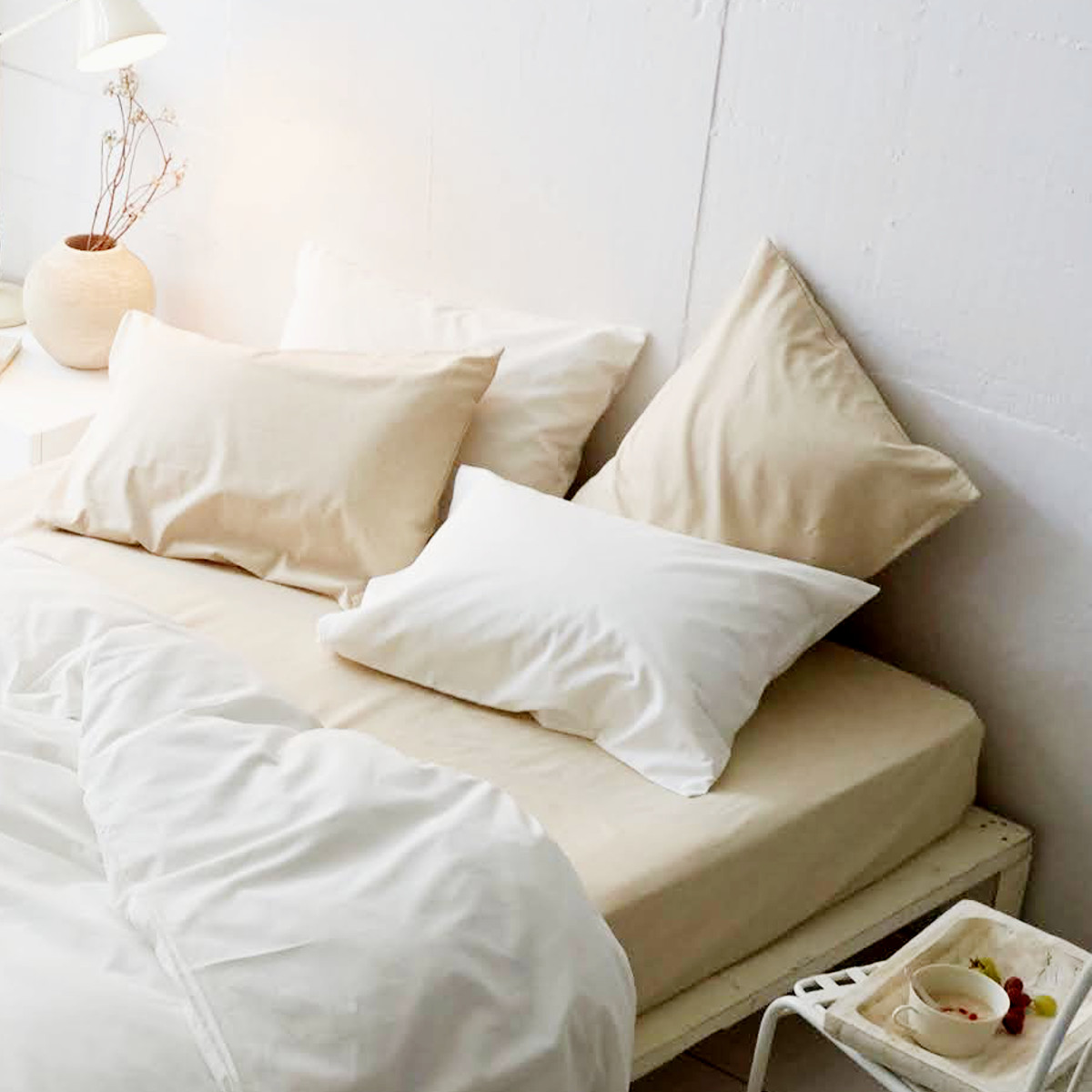 枕カバー Fab the Home リネンミックス one-wash 50×70cm 綿麻混