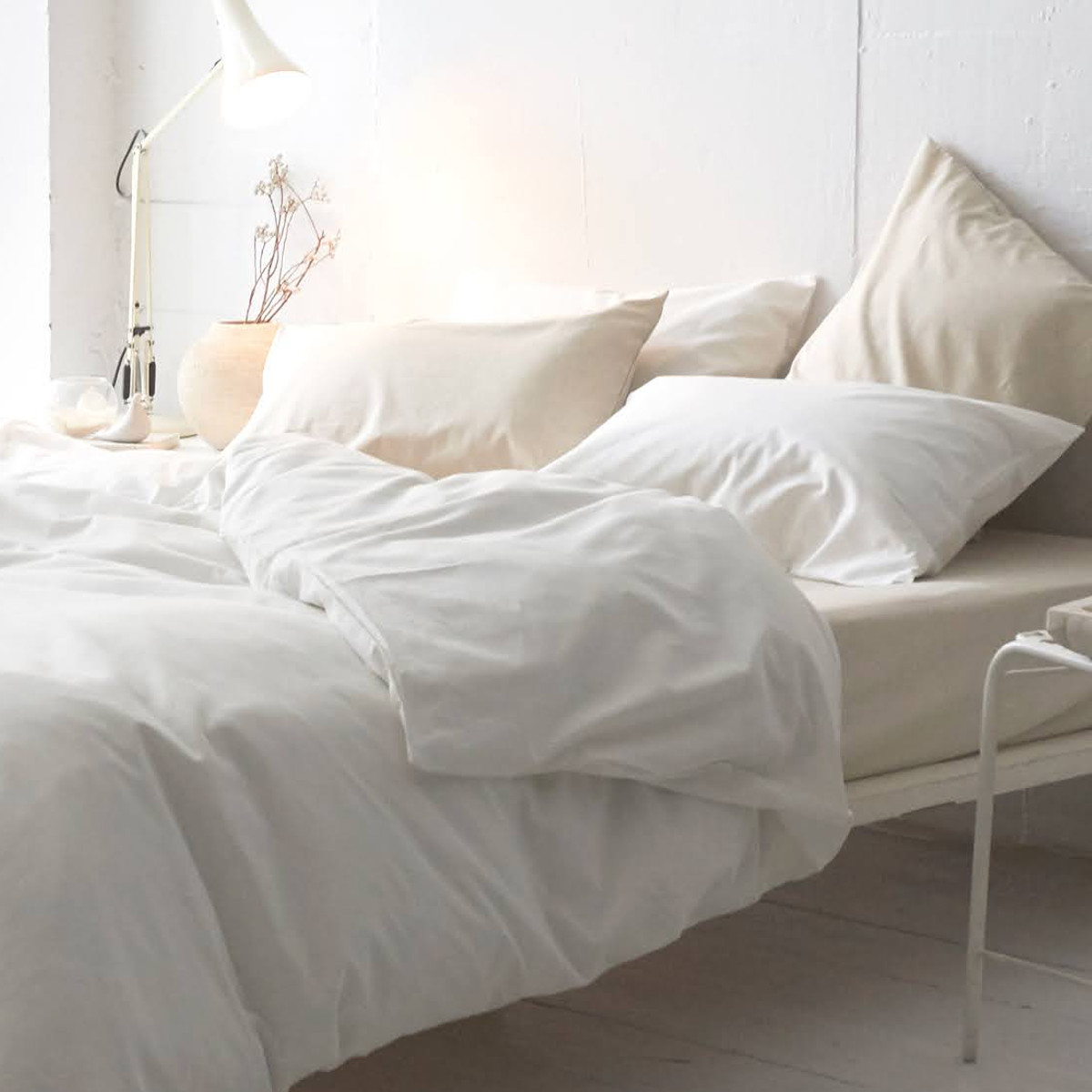 掛け布団カバー Fab the Home リネンミックス one-wash クイーン 綿麻