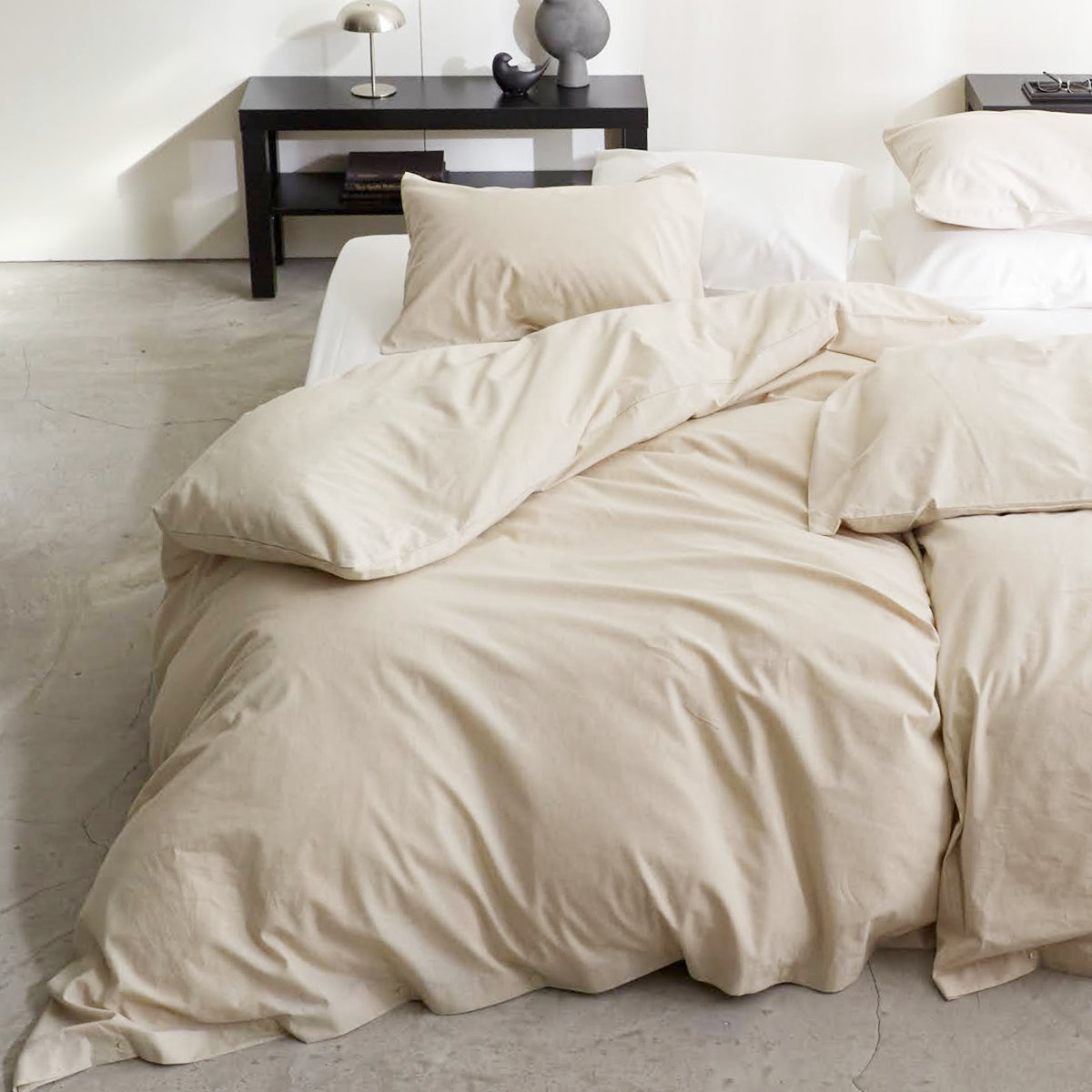 掛け布団カバー Fab the Home リネンミックス one-wash クイーン 綿麻