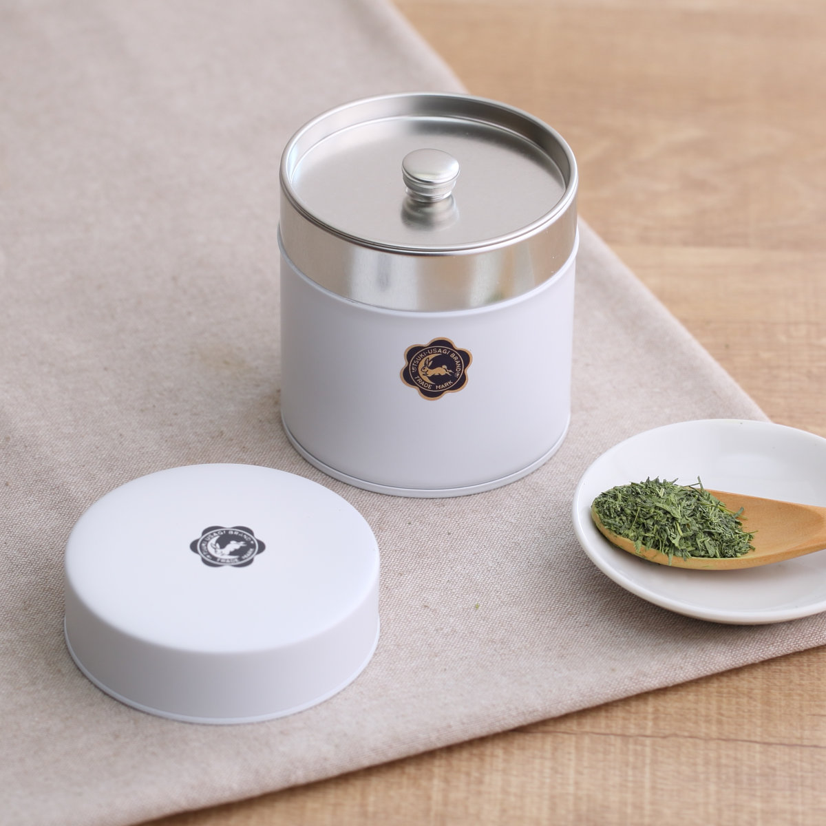 川添日記　茶筒　小物入れ　うさぎ 月兎印 お茶缶 茶筒 月兎缶 小 150g 日本製 （ 保存容器 密閉 おしゃれ