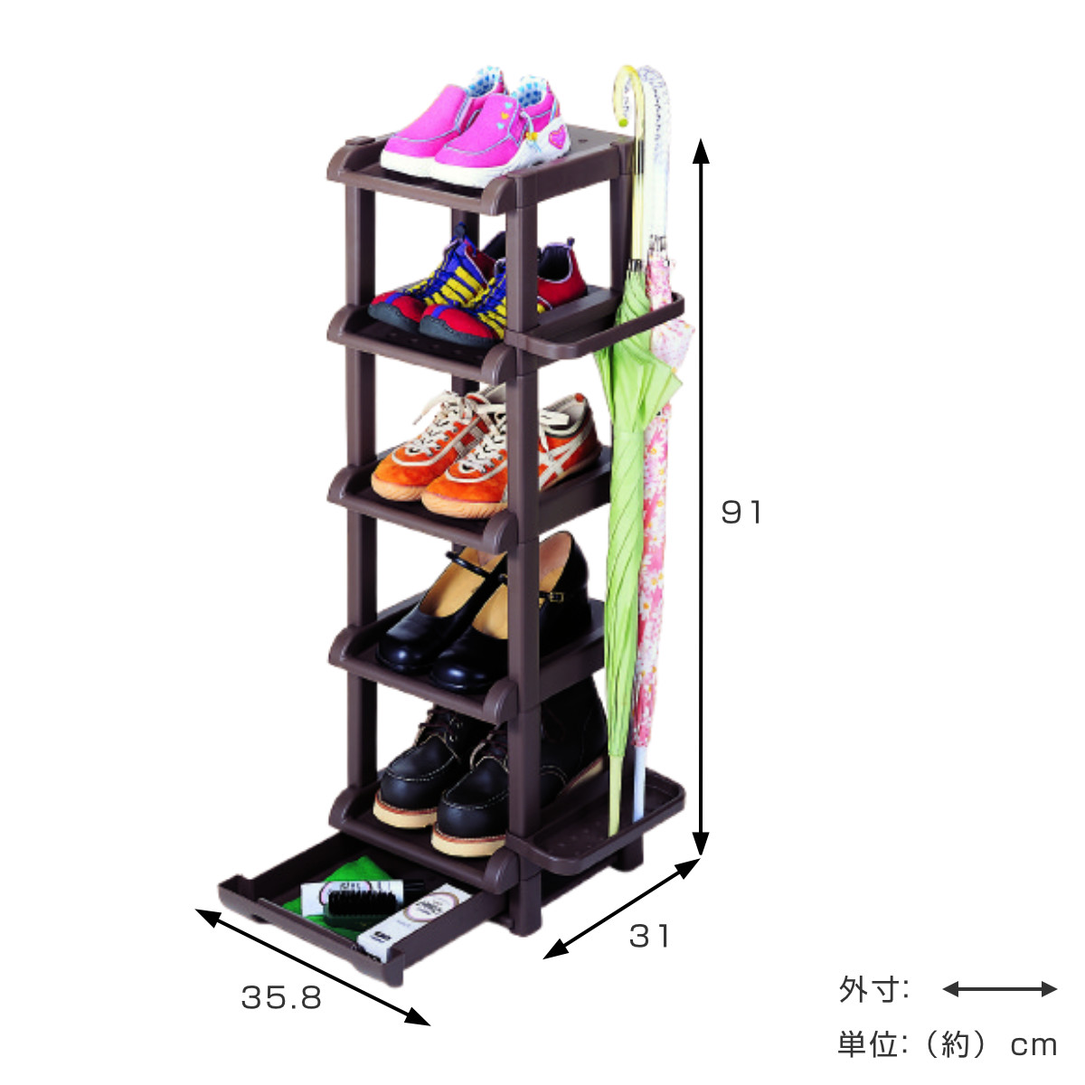 サンコープラスチック 靴箱 シューズラック 5段 （ スリム 5足 省