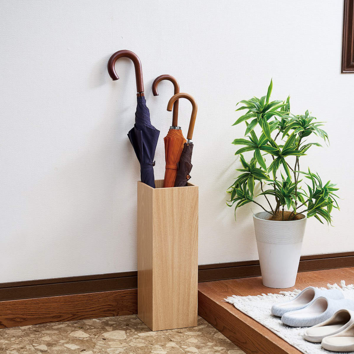 パール金属 傘立て 木製 スクエア傘立て （ スリム コンパクト 北欧