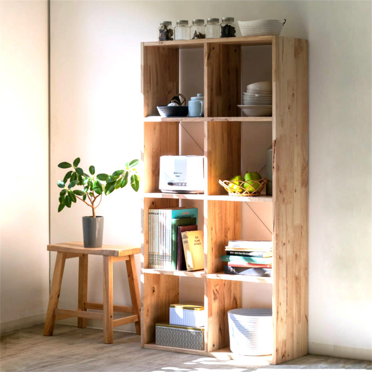 オープンシェルフ 2×4 幅73cm ラバーウッド 無垢材 （ シェルフ