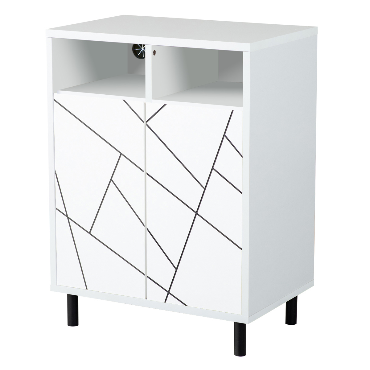 キャビネット 幅59cm 幾何学模様 （ カトレア 棚 ラック リビング収納